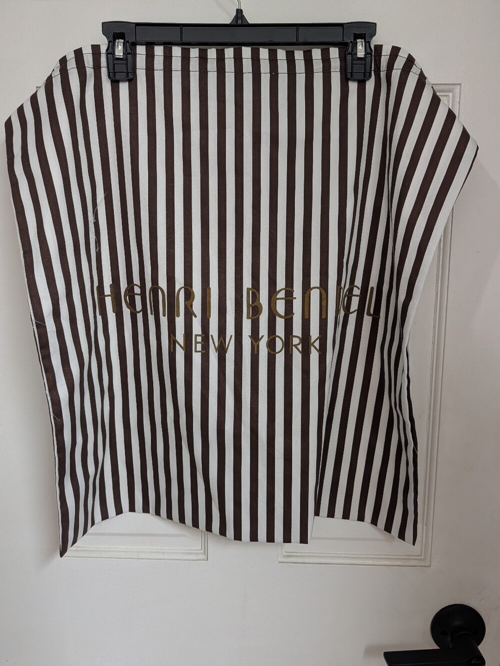 henri bendel Brown and White Striped Logo Large Dust Bag